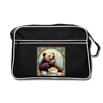 Pelmeni Bear Russian Gift - Retro Bag - black/white - Front