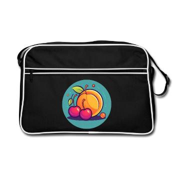 Fruits d'été, abricot, cerises, soleil et liberté - Sac Retro - noir/blanc - Devant