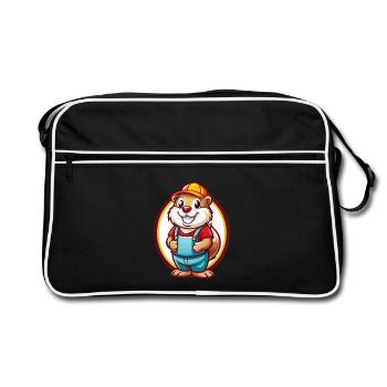 Gopher Funny Kawaii Cartoon Clipart Animal Pet - Retro Bag - black/white - Front
