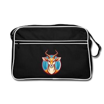Impala Lustige Kawaii Cartoon Clipart Tier Haustier - Retro Tasche - Schwarz/Weiß - Vorne