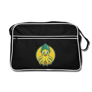 calmar mignon kawaii dessin animé clipart animal de compagnie - Sac Retro - noir/blanc - Devant