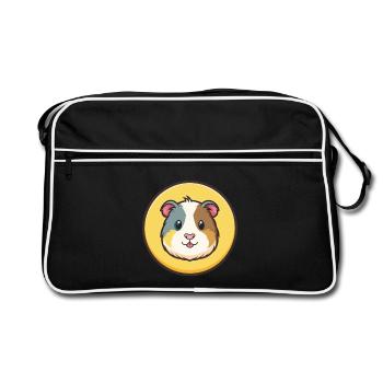 Cochon d’Inde Kawaii Dessin animé Personnage Visage d’animal - Sac Retro - noir/blanc - Devant