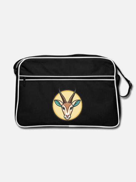 Oryx Kawaii Dessin animé Personnage Animal Animal Visage - Sac Retro - noir/blanc - Devant