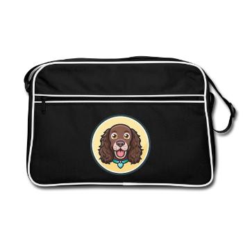 Boykin Spaniel Chien Race Dessin animé Kawaii Clipart - Sac Retro - noir/blanc - Devant