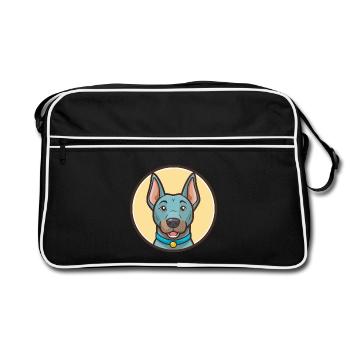 Blue Thai Ridgeback Dog Breed Funny Cartoon Kawaii - Retro Bag - black/white - Front