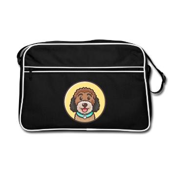 Chien d’eau cantabrique race dessin animé Kawaii Clipart - Sac Retro - noir/blanc - Devant