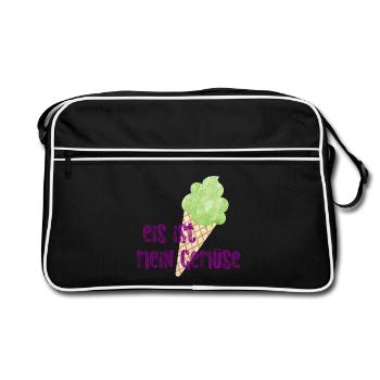 Eis coole lustige Sprüche Gemüse schlecken Eiskrem - Retro Tasche - Schwarz/Weiß - Vorne