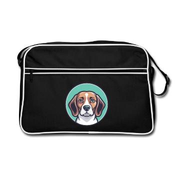 Beagle Harrier Chien Race Dessin animé Kawaii Clipart - Sac Retro - noir/blanc - Devant