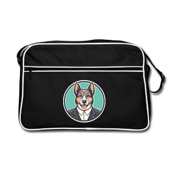 Castro Laboreiro Dog Breed Cartoon Kawaii Clipart - Retro Bag - black/white - Front