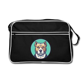 Bully Kutta Race de chien Drôle Dessin animé Kawaii Clipart - Sac Retro - noir/blanc - Devant