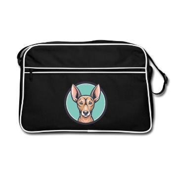 Cirneco Dell Etna Hunderasse Cartoon Kawaii Clipart - Retro Tasche - Schwarz/Weiß - Vorne