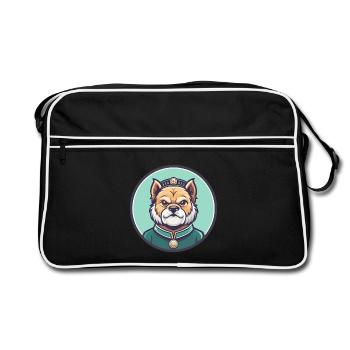 Chien impérial chinois race dessin animé Kawaii Clipart - Sac Retro - noir/blanc - Devant