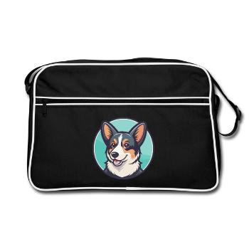 Cur Chien Race Dessin Animé Kawaii Clipart Illustration - Sac Retro - noir/blanc - Devant