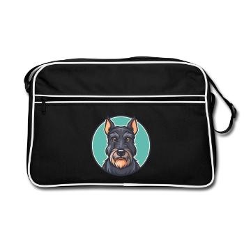Kerry Blue Terrier Chien Race Dessin animé Kawaii - Sac Retro - noir/blanc - Devant