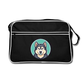 Milieu Asiatique Ovtcharka Chien Race Dessin Animé Kawaii - Sac Retro - noir/blanc - Devant