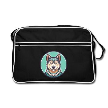 Polynesian Dog Breed Cartoon Kawaii Clipart Animal - Retro Bag - black/white - Front