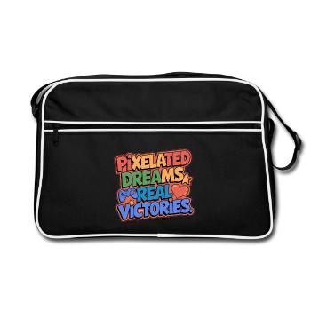 PIXELIGE TRÄUME, ECHTE SIEGE, SPIELE - Retro Tasche - Schwarz/Weiß - Vorne