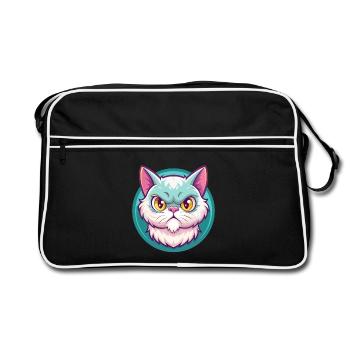 Selkirk Rex Chat Race Dessin animé Kawaii Animal Animal Pet - Sac Retro - noir/blanc - Devant