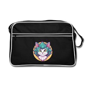 Laperm Chat Race Dessin Animé Kawaii Animal Pet - Sac Retro - noir/blanc - Devant