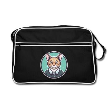 Brume australienne Chat Race Dessin animé Kawaii Animal - Sac Retro - noir/blanc - Devant