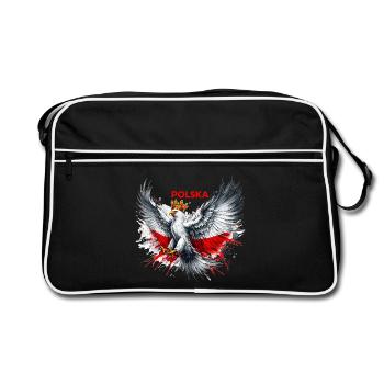 Polen Polska polnisch rot weiß Adler Krone Geschen - Retro Tasche - Schwarz/Weiß - Vorne