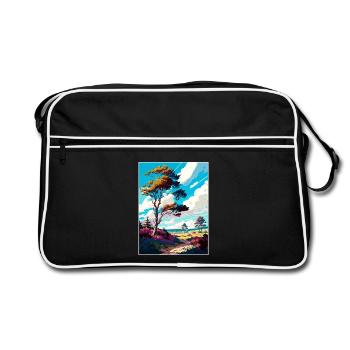 Ashdown Forest Travel Poster Postcard Painting - Retro Bag - black/white - Front
