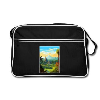 Indonesia Travel Poster Souvenir Postcard Painting - Retro Bag - black/white - Front