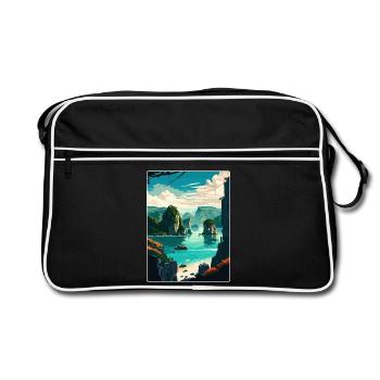 Ha Long Bay Vietnam Islands Travel Poster Souvenir - Retro Bag - black/white - Front