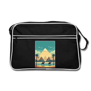Le Caire, Égypte, Grandes Pyramides De Gizeh, Affiche De Voyage - Sac Retro - noir/blanc - Devant