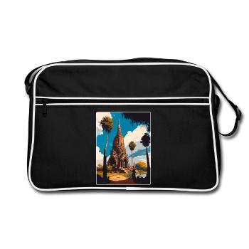 Ayutthaya Thaïlande Affiche de voyage Peinture Souvenir - Sac Retro - noir/blanc - Devant