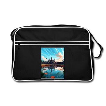Angkor Wat Cambodge Affiche de voyage vintage souvenir - Sac Retro - noir/blanc - Devant