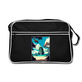 Krabi Thailand Thai Vintage Reise Poster Souvenir - Retro Tasche - Schwarz/Weiß - Vorne