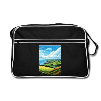 Cornwall Aonb Travel Poster Souvenir Painting WPA - Retro Bag - black/white - Front