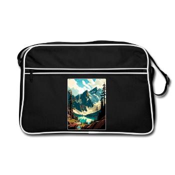North Cascades National Park Travel Poster Card - Retro Bag - black/white - Front