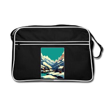 Verbier Ski Resort Mountain Switzerland Travel WPA - Retro Tasche - Schwarz/Weiß - Vorne