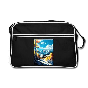 Aspen Ski Resort Colorado Reiseposter Souvenir - Retro Tasche - Schwarz/Weiß - Vorne