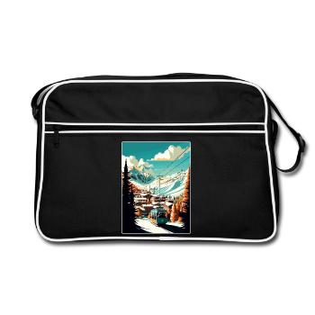 Val D Isère Ski Voyage Poster Peinture Souvenir WPA - Sac Retro - noir/blanc - Devant