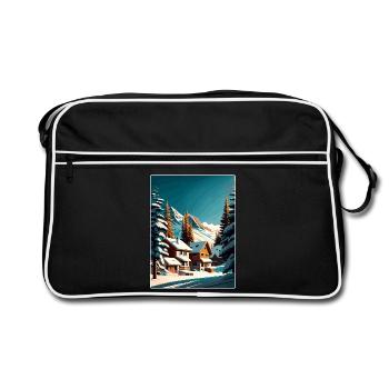 Val Thorens Ski Travel Poster Souvenir Paint WPA - Retro Bag - black/white - Front