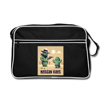 Mexico cactus design - Retro Bag - black/white - Front