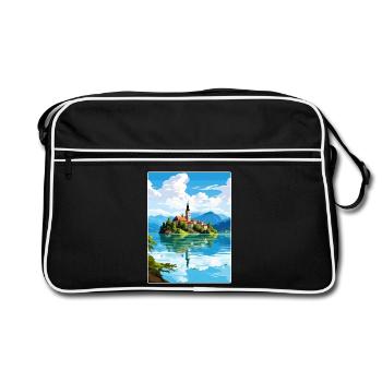 Lac de Bled Slovénie Affiche de voyage Peinture Souvenir WP - Sac Retro - noir/blanc - Devant