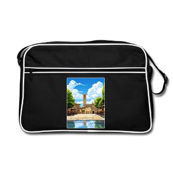 Arezzo Italy Travel Poster Souvenir Postcard Paint - Retro Bag - black/white - Front