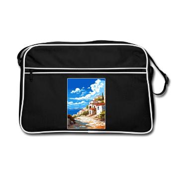 Mani Halbinsel Griechenland Reiseposter Souvenir WPA - Retro Tasche - Schwarz/Weiß - Vorne