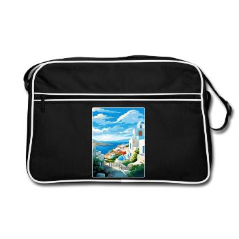 Milos Grèce Affiche de voyage Souvenir Carte Postale Peinture - Sac Retro - noir/blanc - Devant