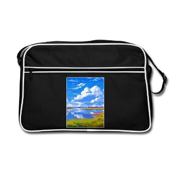 Niedersachsen Wattenmeer Deutschland Reiseplakat Souvenir - Retro Tasche - Schwarz/Weiß - Vorne