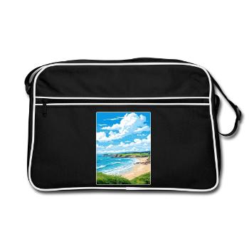 Maenporth Cornwall England Travel Poster Souvenir - Retro Bag - black/white - Front