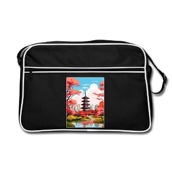 Japan Tokyo Travel Poster Souvenir Postcard Paint - Retro Bag - black/white - Front