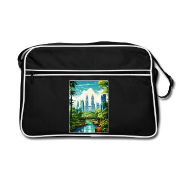 Kuala Lumpur Malaysia Reiseposter Souvenir WPA - Retro Tasche - Schwarz/Weiß - Vorne