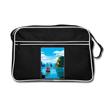 Ha Long Bay Vietnam islands Travel Poster Souvenir - Retro Bag - black/white - Front