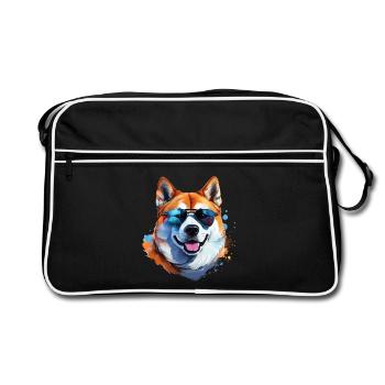 Akita Inu avec lunettes de soleil - Sac Retro - noir/blanc - Devant