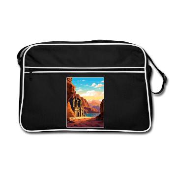 Petra Jordan Affiche de voyage Souvenir Carte Postale Peinture - Sac Retro - noir/blanc - Devant